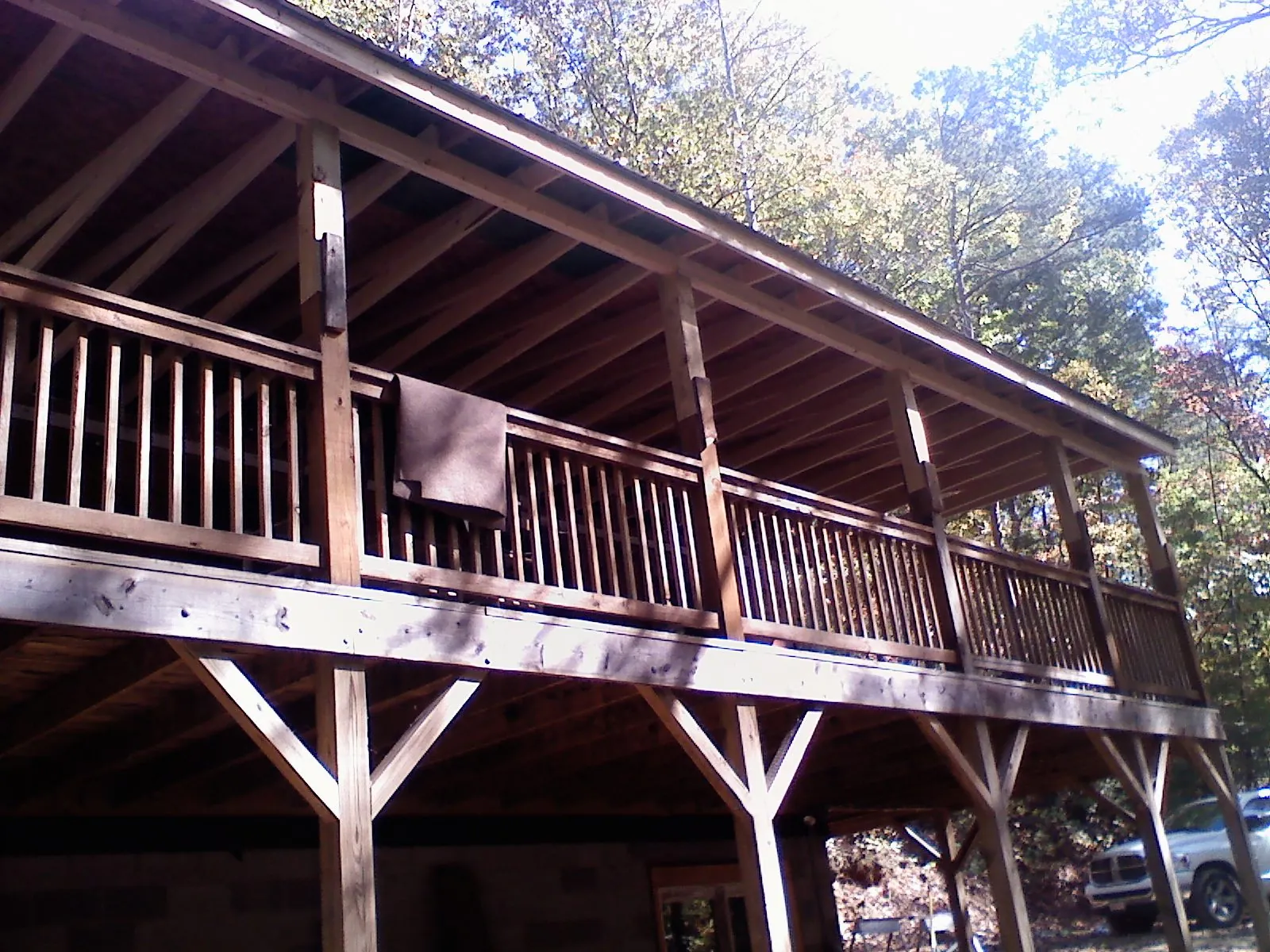 Timber framing under a new elevated porch and deck — Roof Leak Repair in Zionville by Roofing Brothers